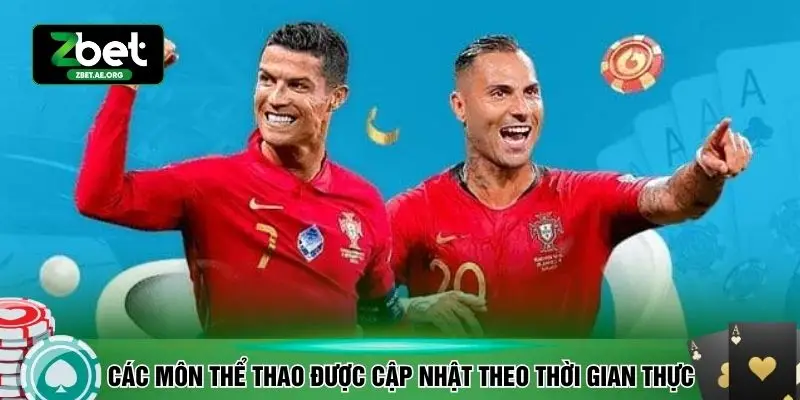 Các môn thể thao được cập nhật theo thời gian thực